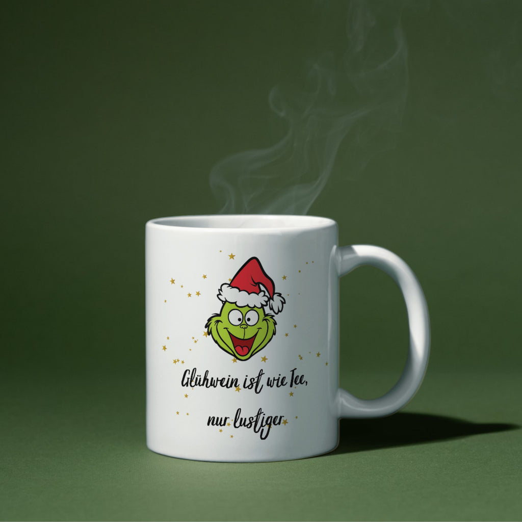 Tasse Weihnachten „Glühwein ist wie Tee, nur lustiger“ - Grinch
